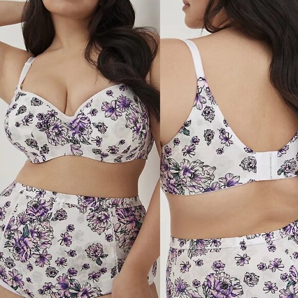 Torrid Womes NWT White Floral Full-Coverage Balconette Lightly Lined Bra 44F - Picture 1 of 8